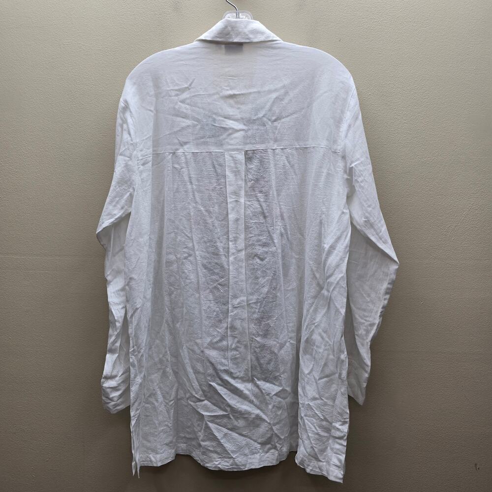 Hermoza Floral Embroidered Button Front Tunic Shirt Dress Boho White SZ Large - Picture 2 of 8